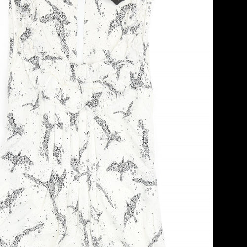 Dorothy Perkins Womens Ivory Geometric 100% Cotton A-Line Size 12 Scoop Neck Zip