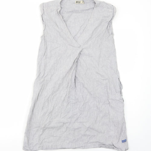 Batela Womens Grey Cotton Shift Size 8 V-Neck Pullover