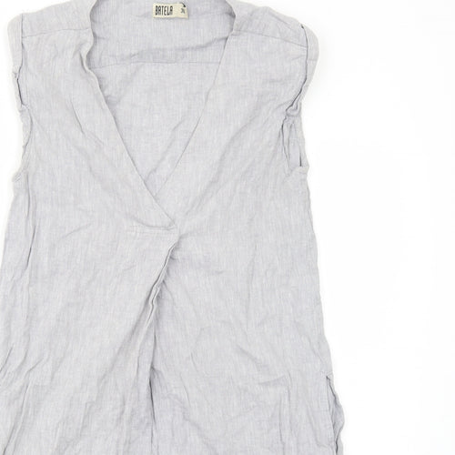Batela Womens Grey Cotton Shift Size 8 V-Neck Pullover