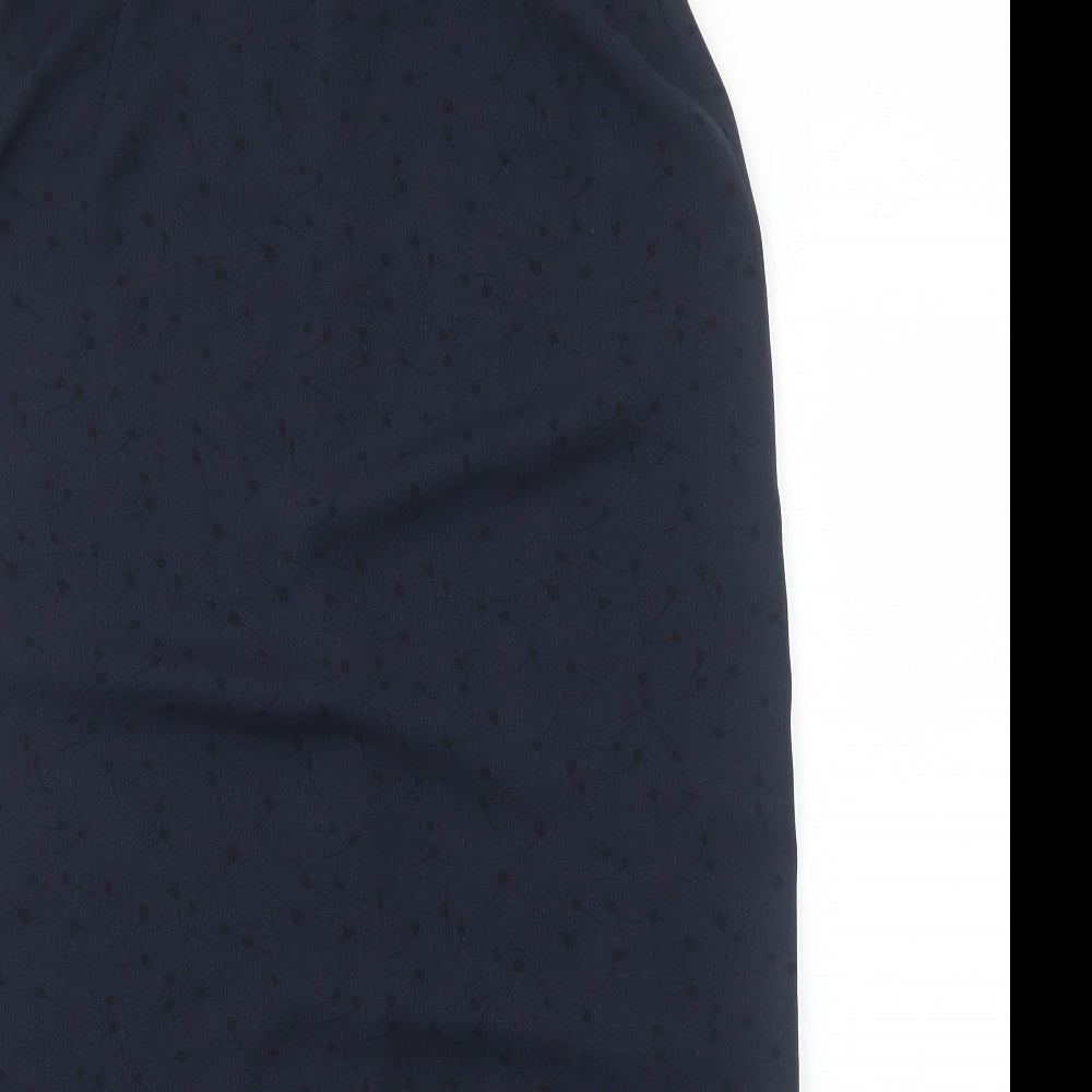 Marks and Spencer Womens Blue Polyester A-Line Skirt Size 12 Zip