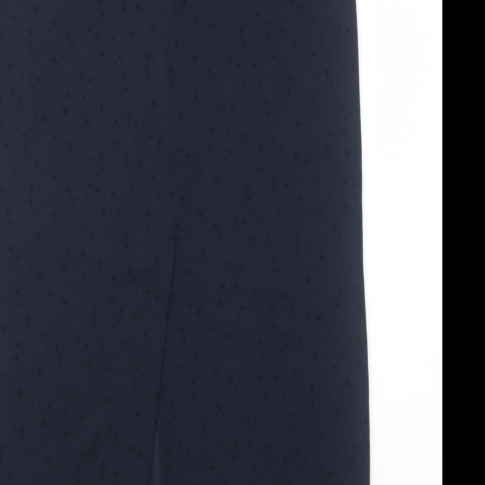 Marks and Spencer Womens Blue Polyester A-Line Skirt Size 12 Zip