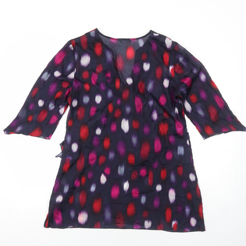 Per Una Womens Purple Geometric Polyester Basic Blouse Size 12 V-Neck