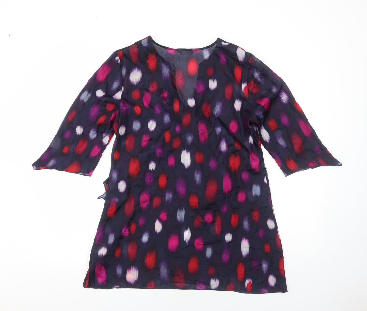 Per Una Womens Purple Geometric Polyester Basic Blouse Size 12 V-Neck