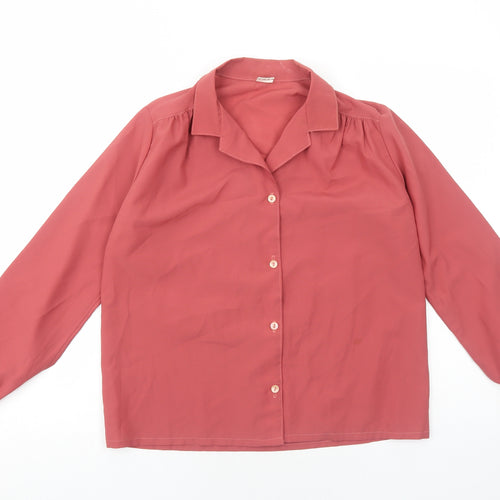 Preworn Womens Red Polyester Basic Button-Up Size 6 Collared