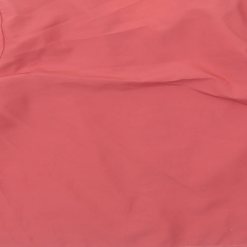 Preworn Womens Red Polyester Basic Button-Up Size 6 Collared