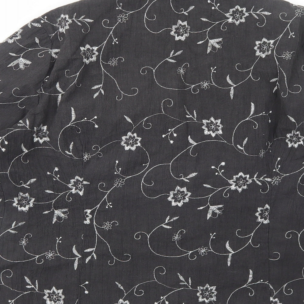 F&F Womens Grey Geometric Cotton Basic Button-Up Size M Collared