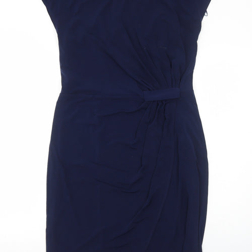 Marks and Spencer Womens Blue Polyester A-Line Size 14 Round Neck Pullover