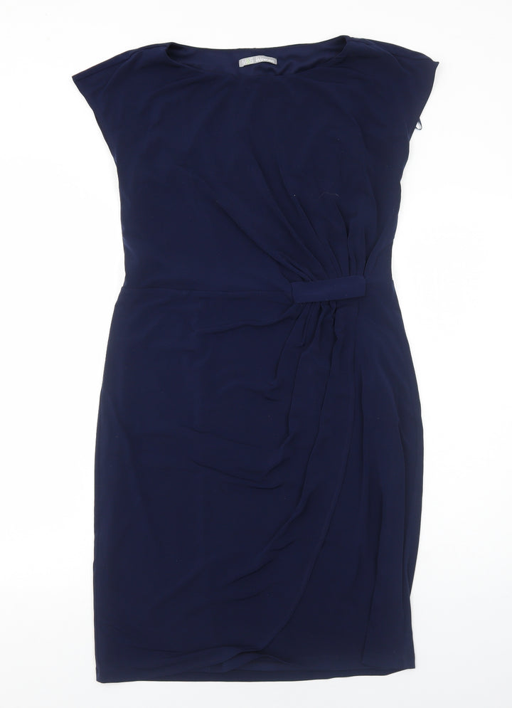 Marks and Spencer Womens Blue Polyester A-Line Size 14 Round Neck Pullover