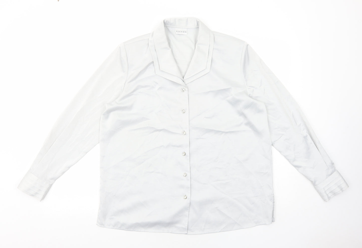 Alexon Womens Silver Polyester Basic Button-Up Size 16 Collared