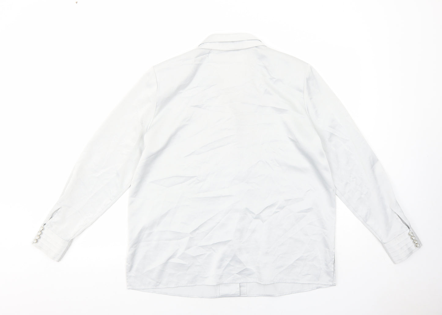 Alexon Womens Silver Polyester Basic Button-Up Size 16 Collared