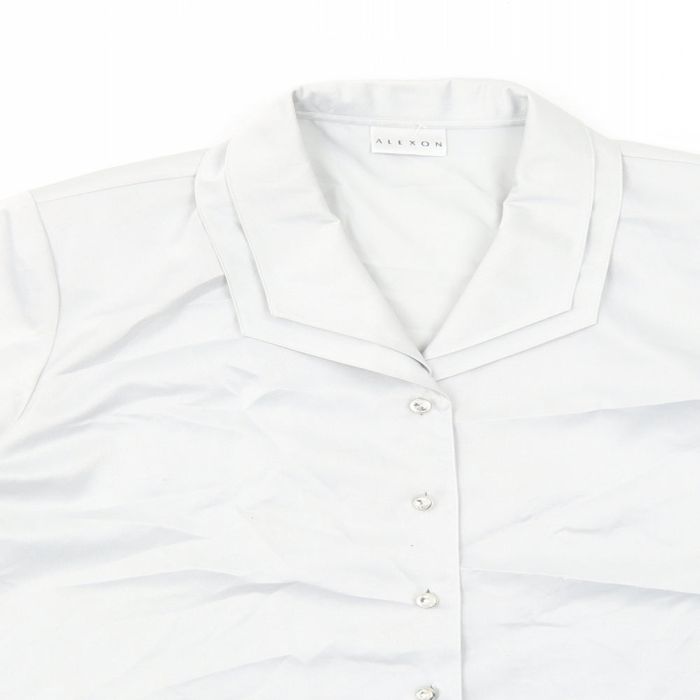 Alexon Womens Silver Polyester Basic Button-Up Size 16 Collared