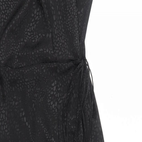 NEXT Womens Black Geometric Polyester A-Line Size 8 V-Neck Tie - Crocodile Print