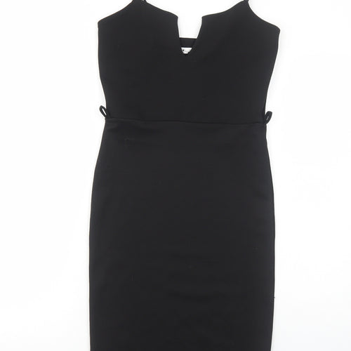 Poisson Womens Black Polyester Shift Size S V-Neck Pullover