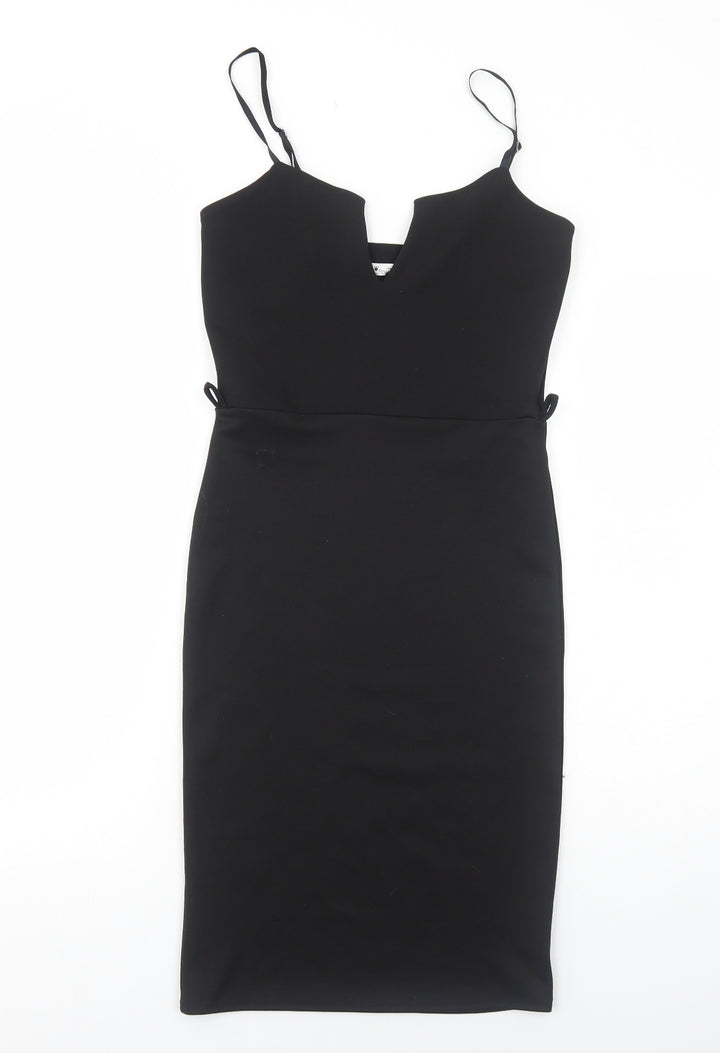 Poisson Womens Black Polyester Shift Size S V-Neck Pullover