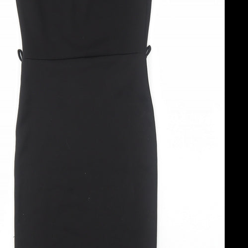 Poisson Womens Black Polyester Shift Size S V-Neck Pullover