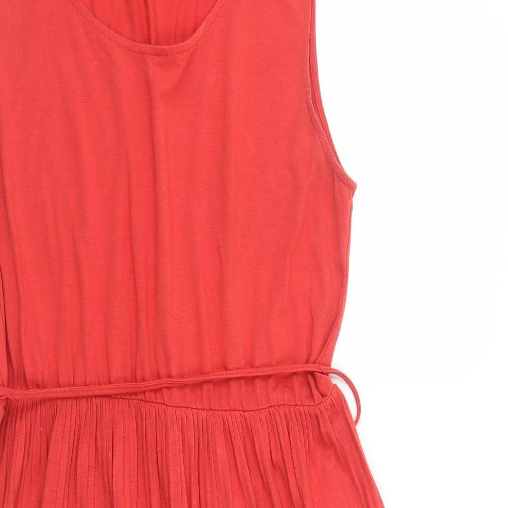 Oasis Womens Red Striped Viscose A-Line Size L Round Neck Pullover