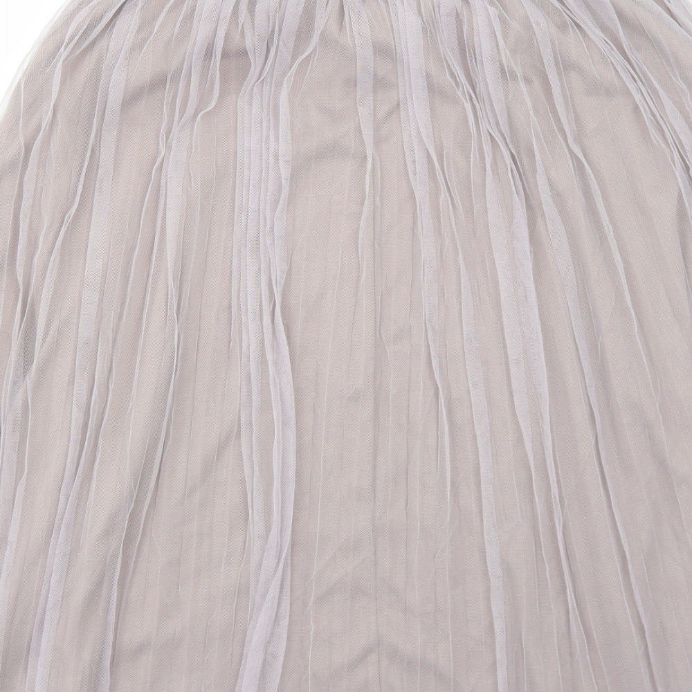 Boohoo Womens Purple Polyester Pleated Skirt Size 12 Zip