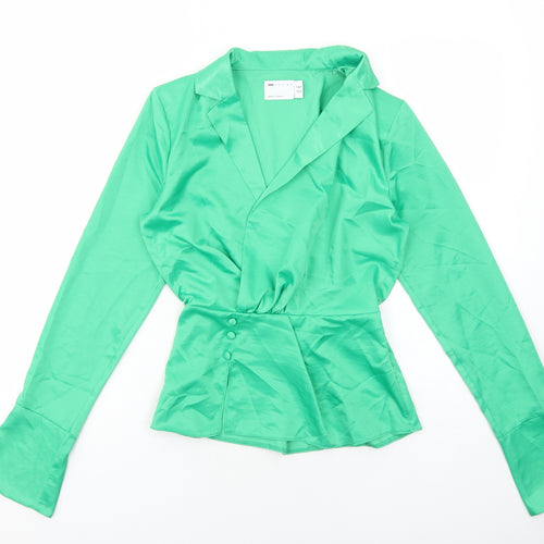 ASOS Womens Green Polyester Basic Blouse Size 8 V-Neck