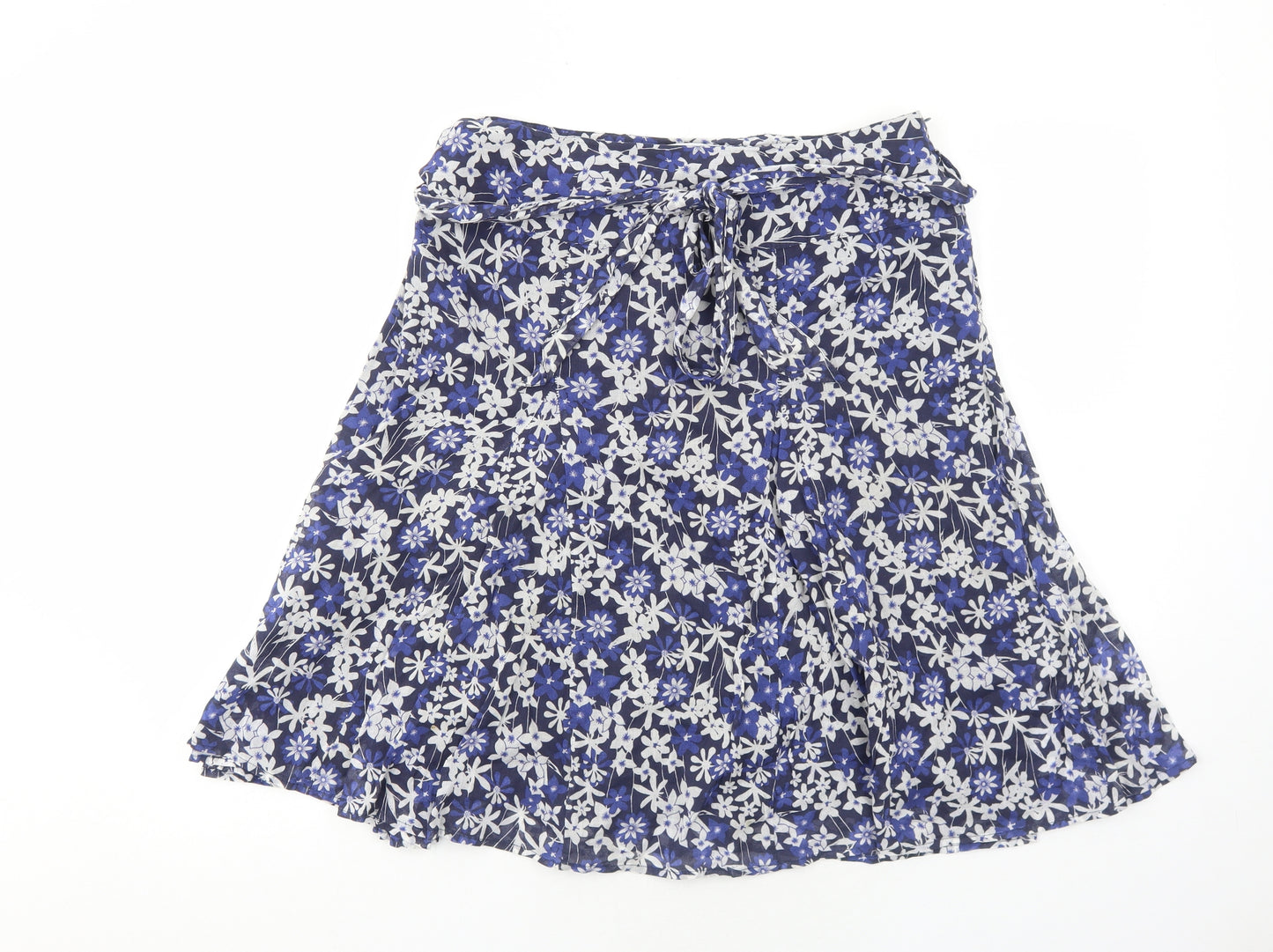 Store Twenty One Womens Blue Floral Cotton Swing Skirt Size 16 Zip