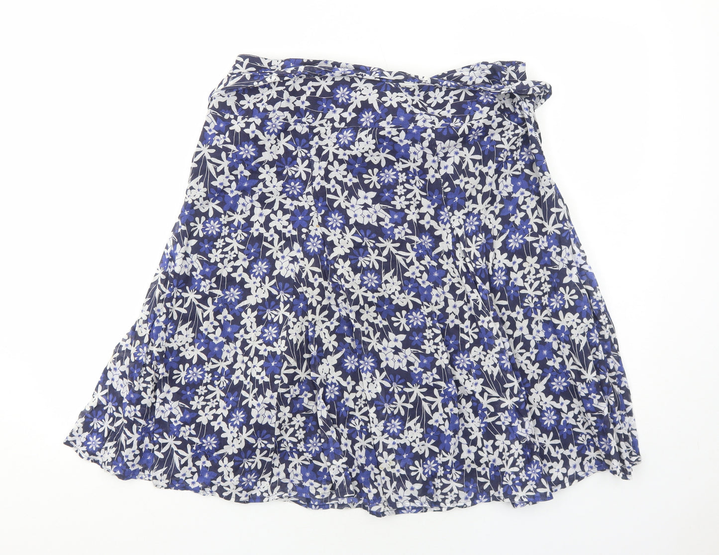 Store Twenty One Womens Blue Floral Cotton Swing Skirt Size 16 Zip