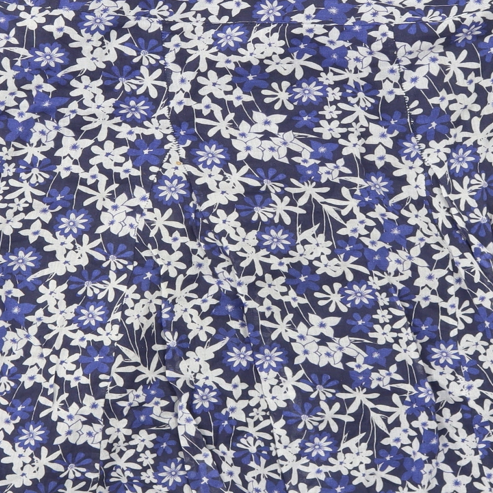 Store Twenty One Womens Blue Floral Cotton Swing Skirt Size 16 Zip