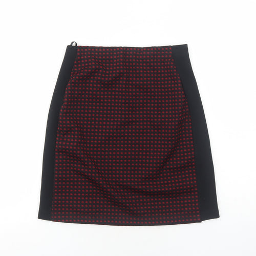 Roman Womens Black Geometric Polyester A-Line Skirt Size 10