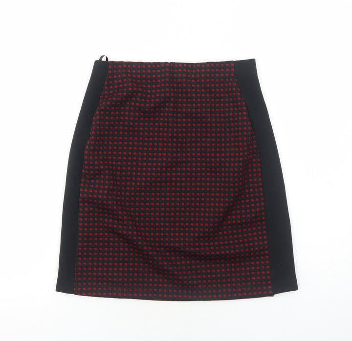 Roman Womens Black Geometric Polyester A-Line Skirt Size 10