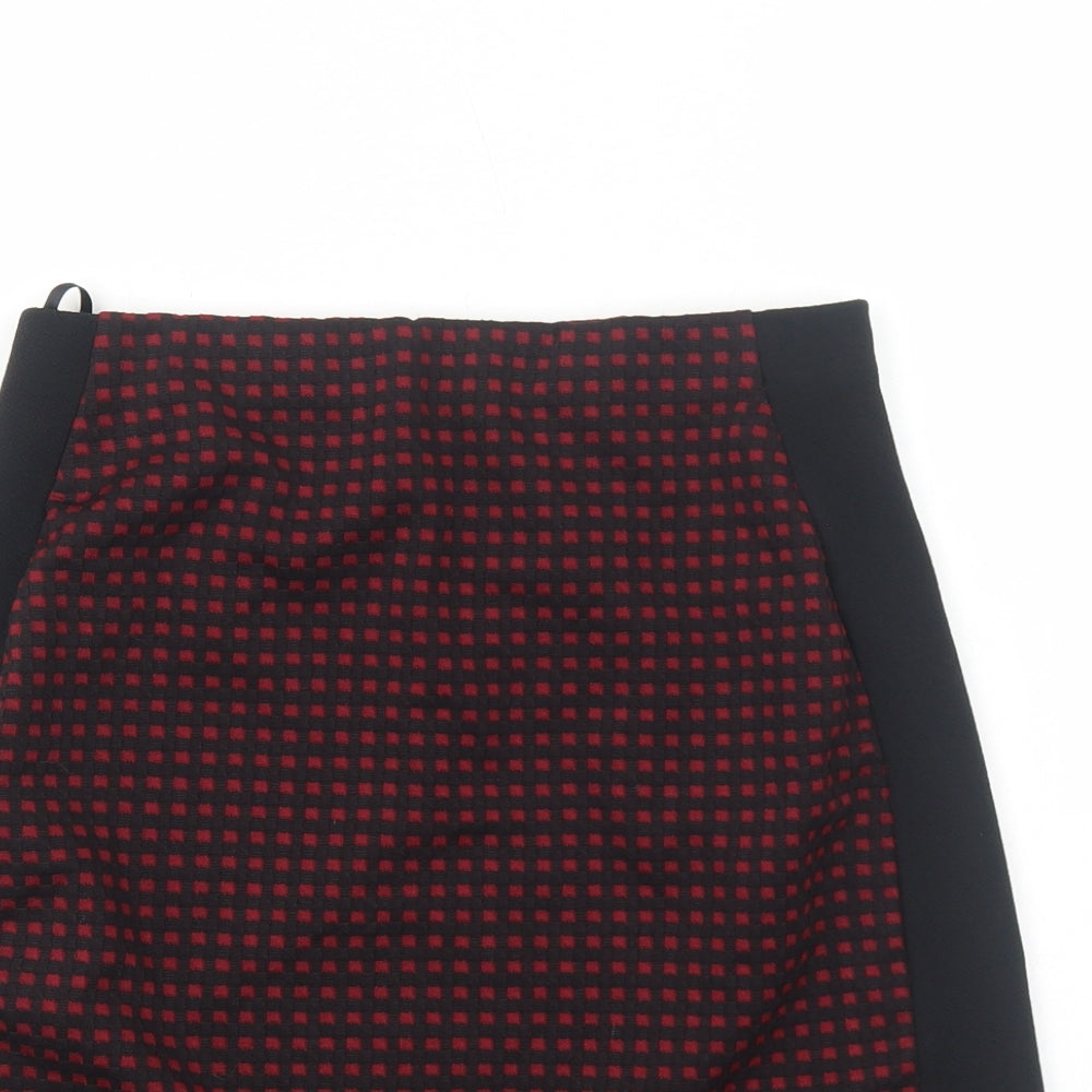 Roman Womens Black Geometric Polyester A-Line Skirt Size 10