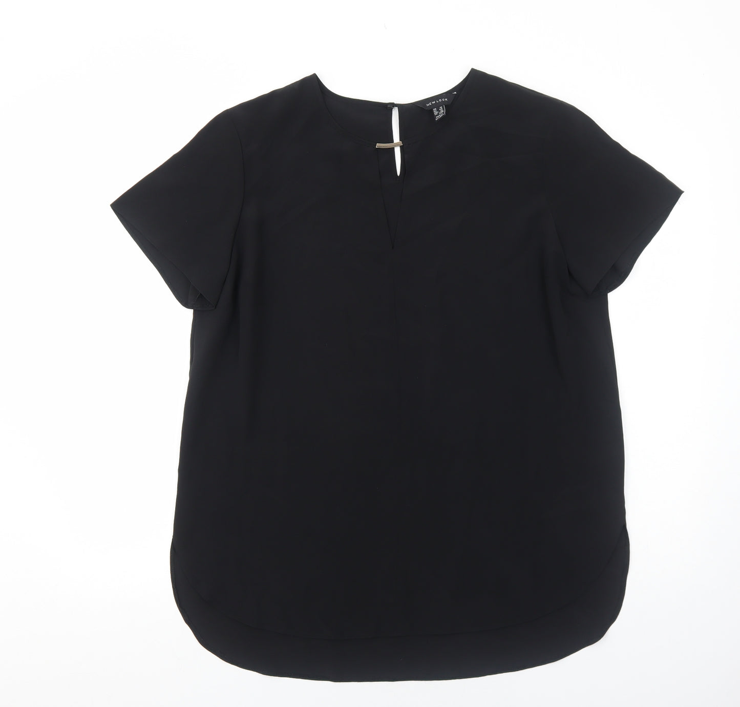 New Look Womens Black Polyester Tunic T-Shirt Size 16 Scoop Neck