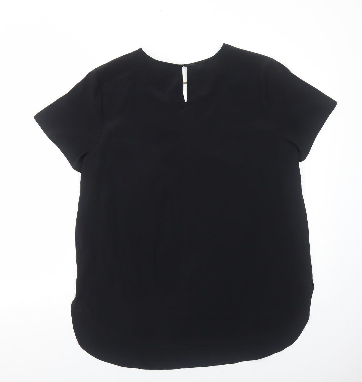 New Look Womens Black Polyester Tunic T-Shirt Size 16 Scoop Neck