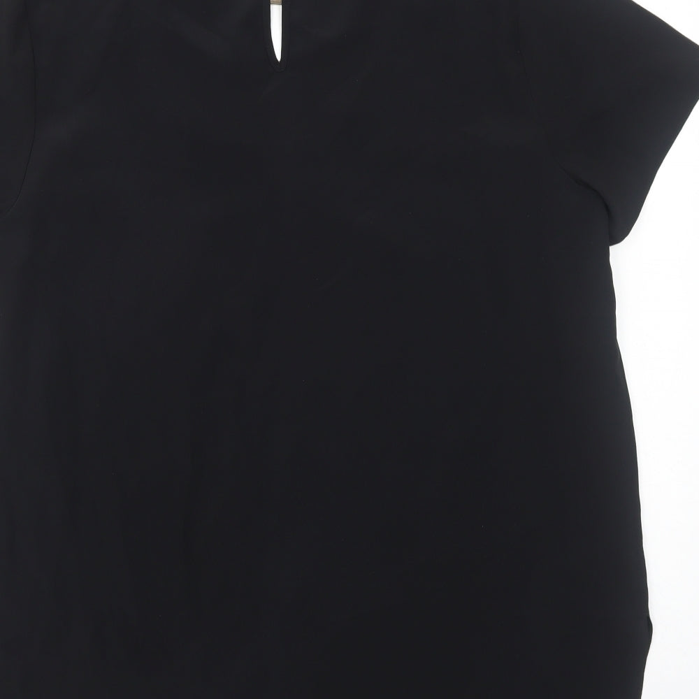 New Look Womens Black Polyester Tunic T-Shirt Size 16 Scoop Neck