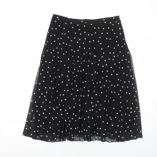 Marks and Spencer Womens Black Polka Dot Polyester Swing Skirt Size 12 Zip