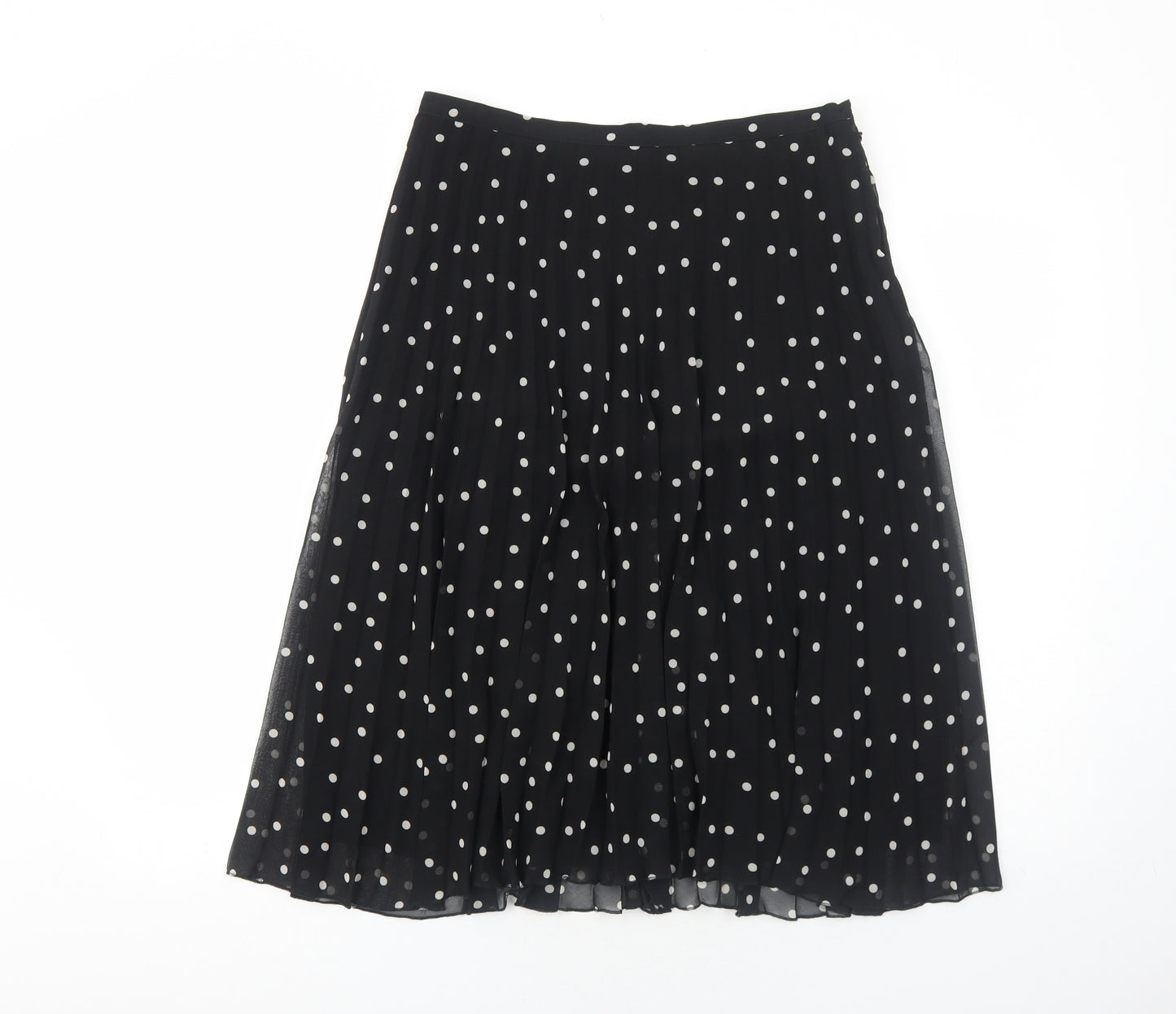 Marks and Spencer Womens Black Polka Dot Polyester Swing Skirt Size 12 Zip