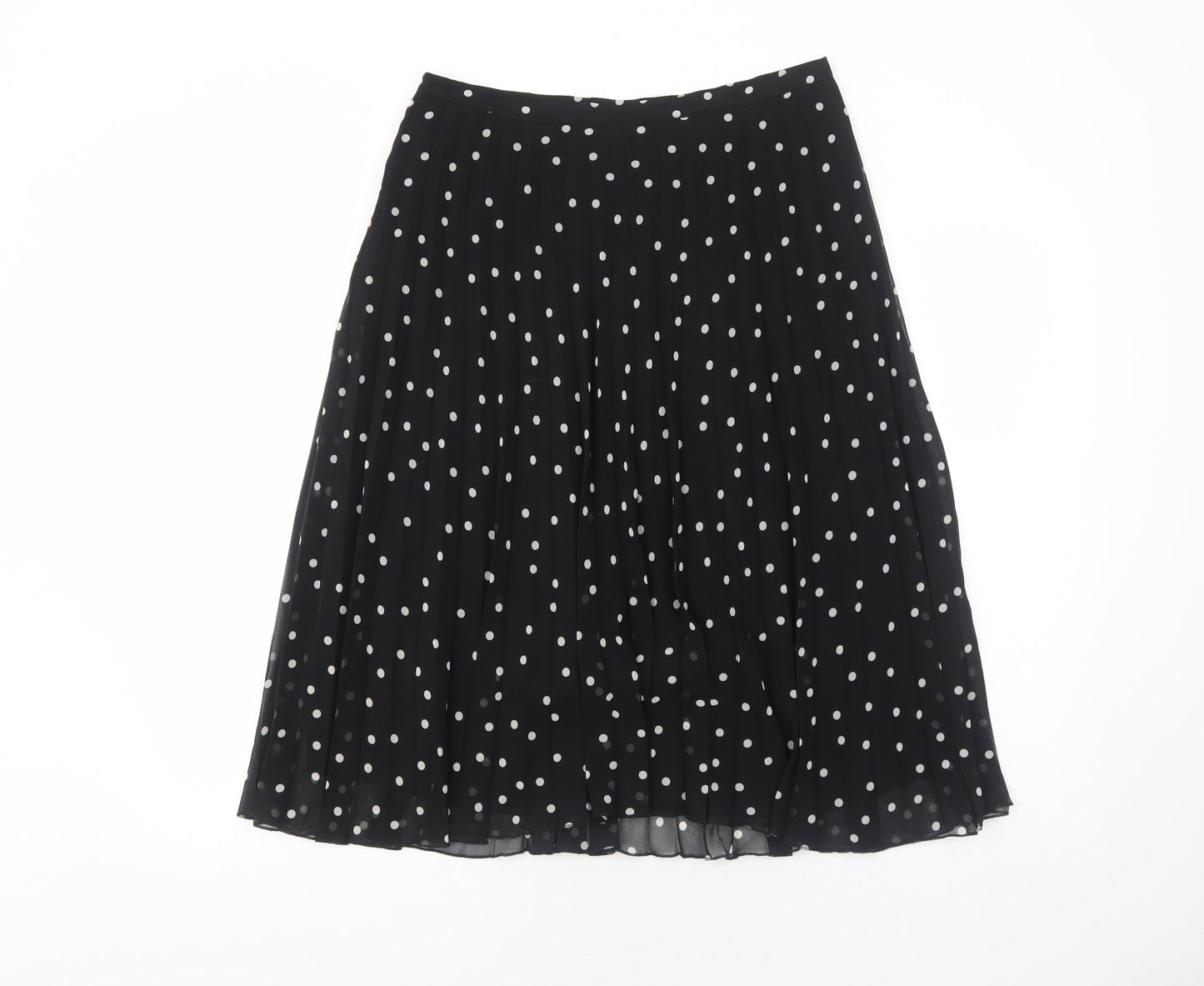 Marks and Spencer Womens Black Polka Dot Polyester Swing Skirt Size 12 Zip