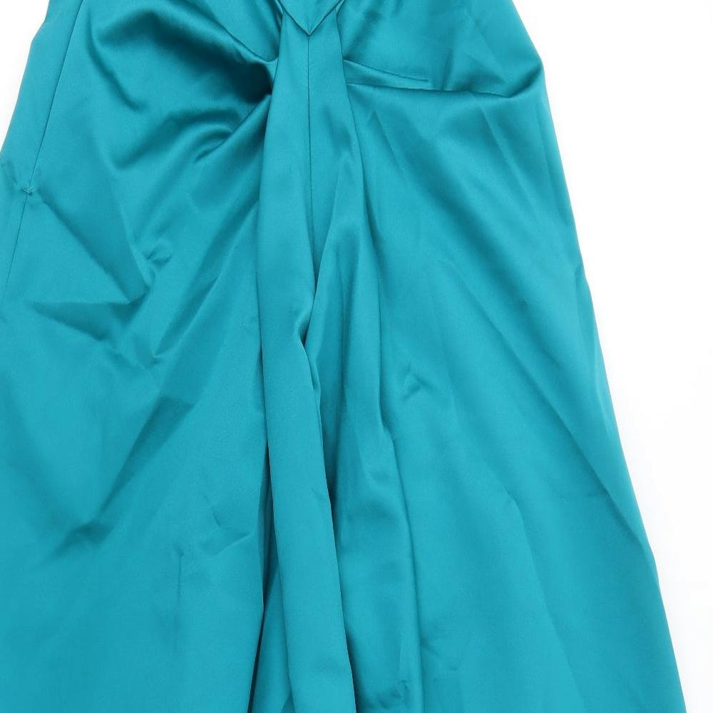 Debut Womens Blue Polyester Ball Gown Size 14 Sweetheart Zip