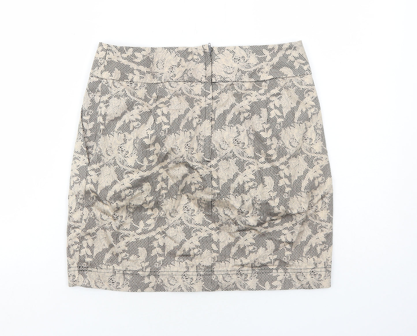 JSFN Womens Brown Floral Cotton A-Line Skirt Size 10 Zip