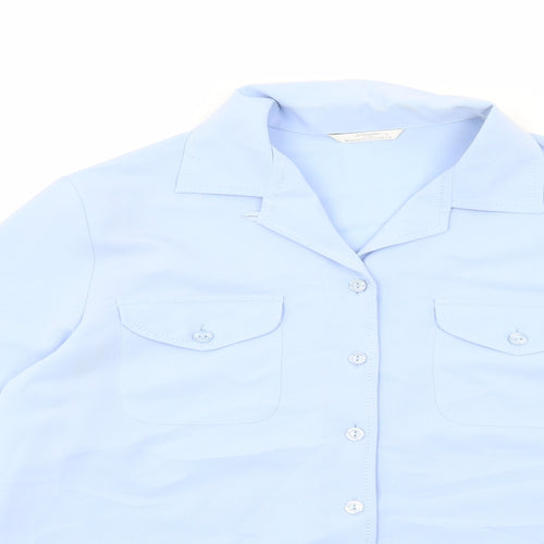Marks and Spencer Womens Blue Polyester Basic Button-Up Size 12 Collared