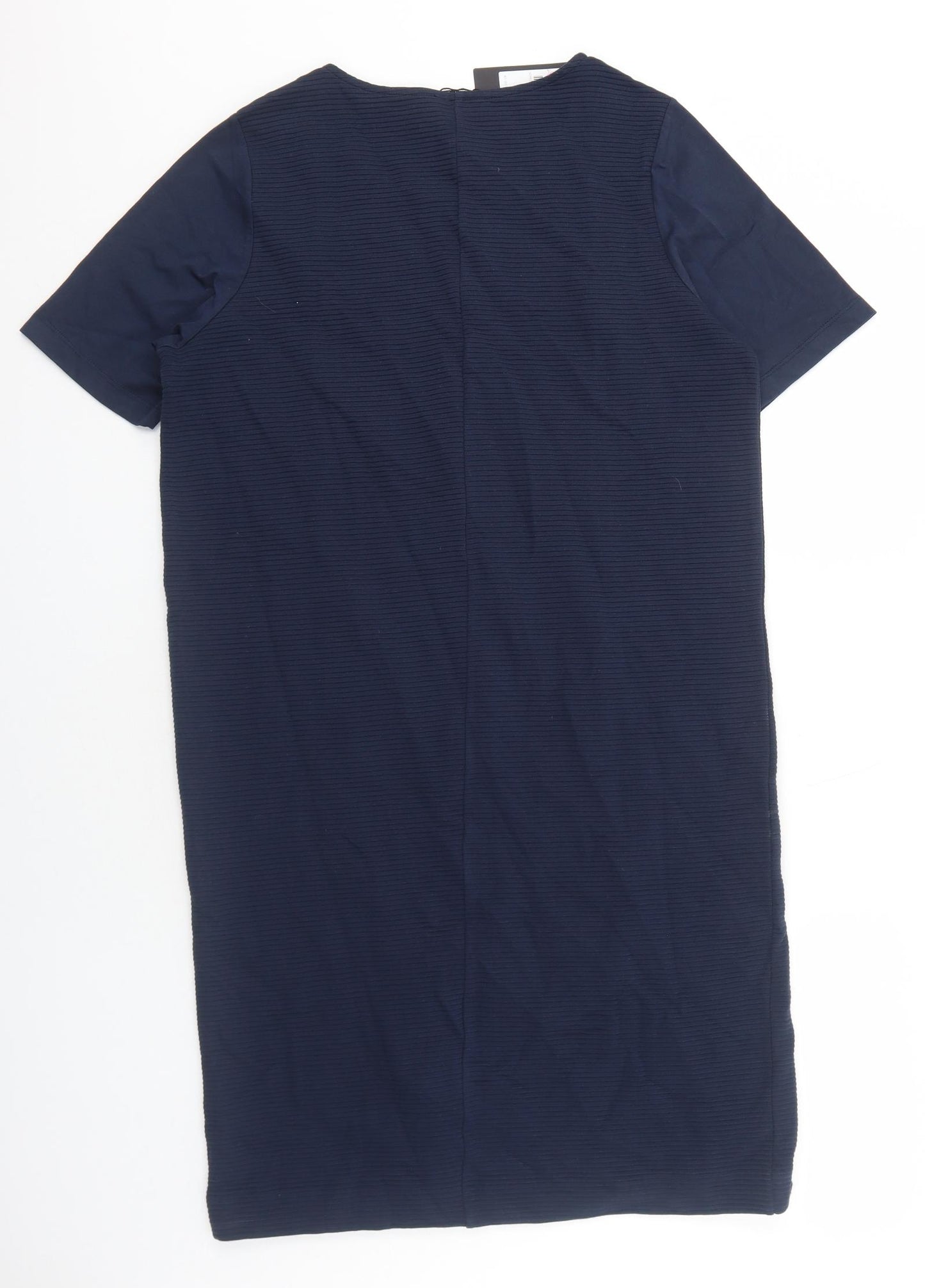 Jaeger Womens Blue Viscose Shift Size M Scoop Neck Pullover