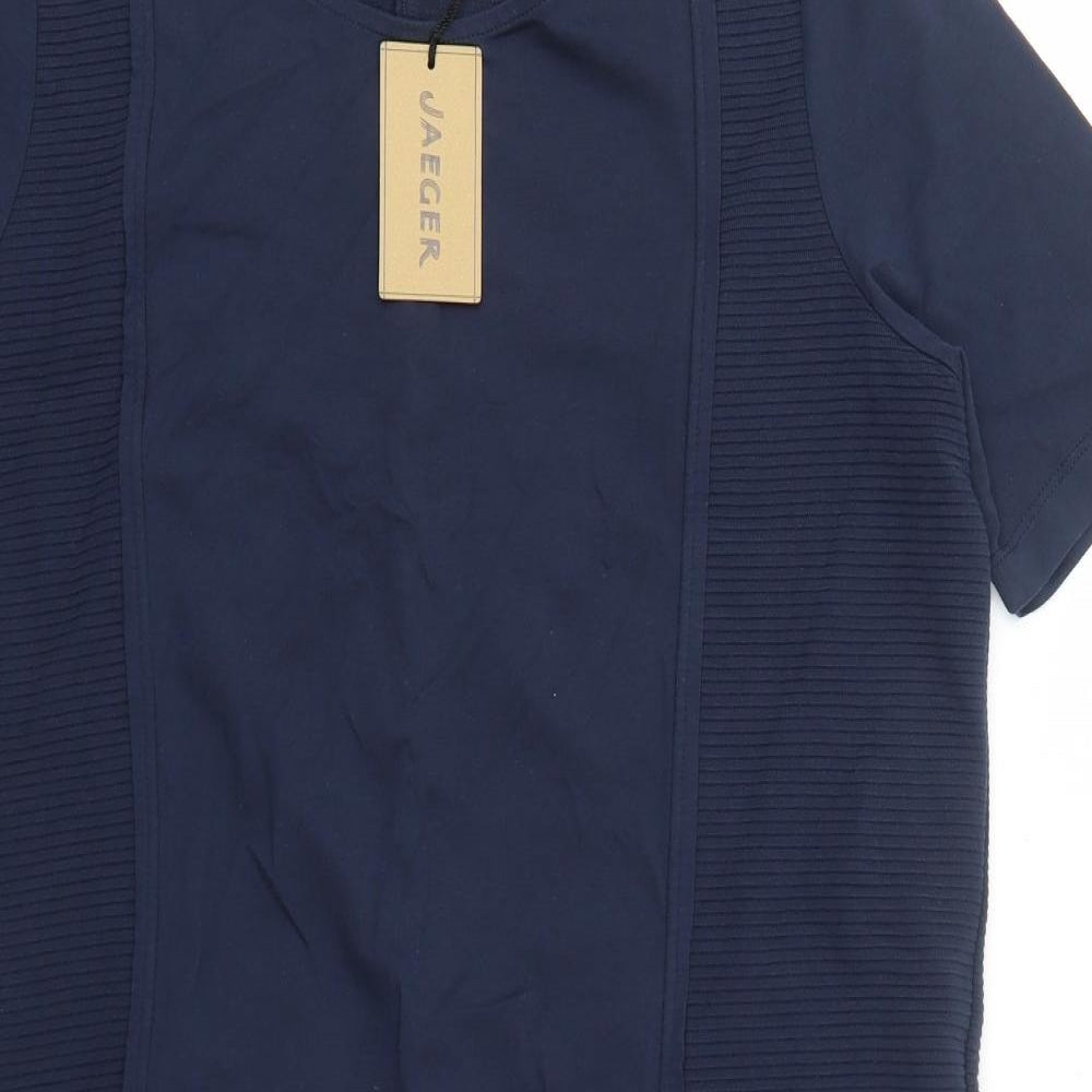 Jaeger Womens Blue Viscose Shift Size M Scoop Neck Pullover