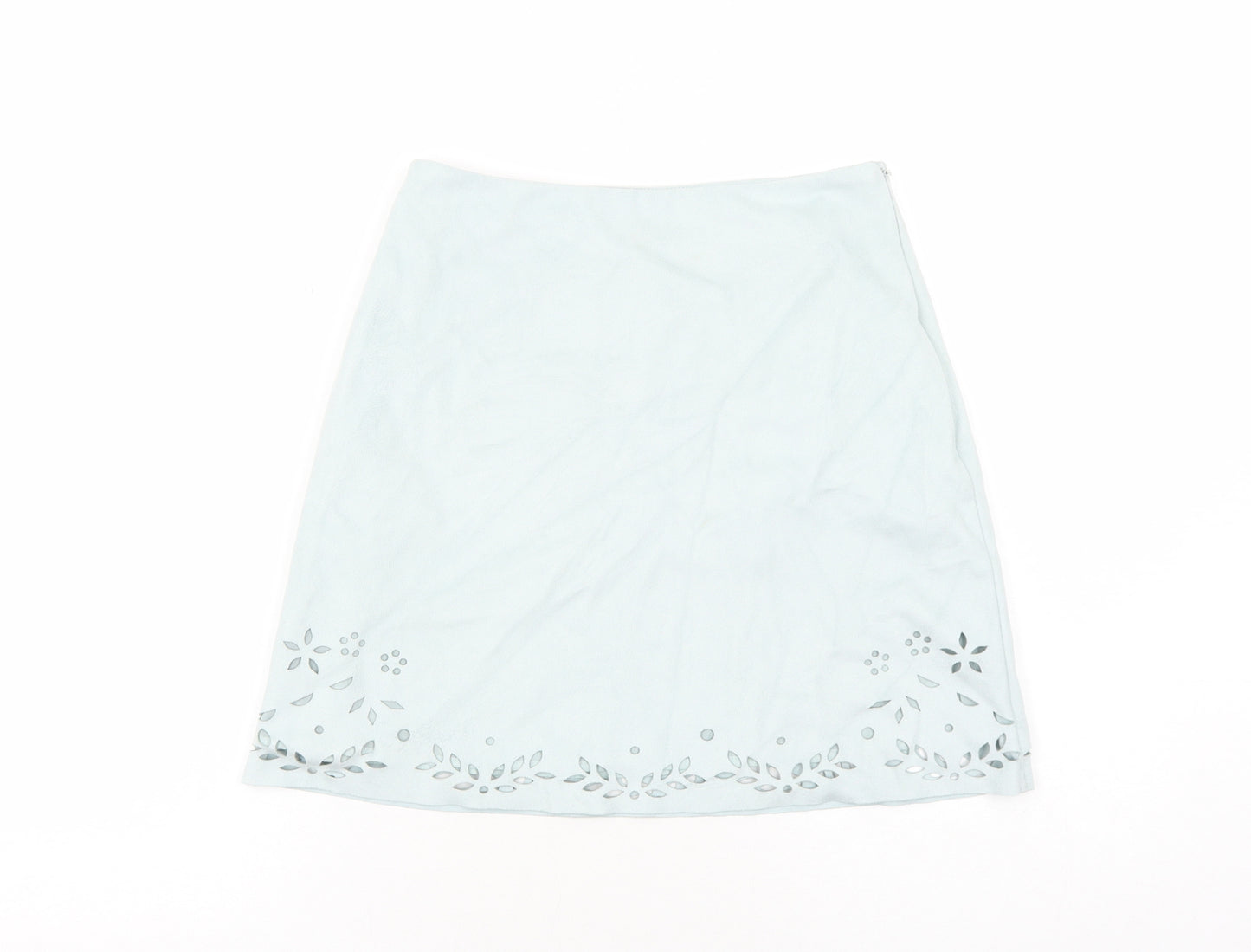 Primark Womens Blue Floral Polyester A-Line Skirt Size 8 Zip