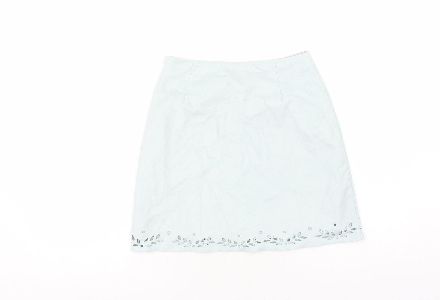 Primark Womens Blue Floral Polyester A-Line Skirt Size 8 Zip