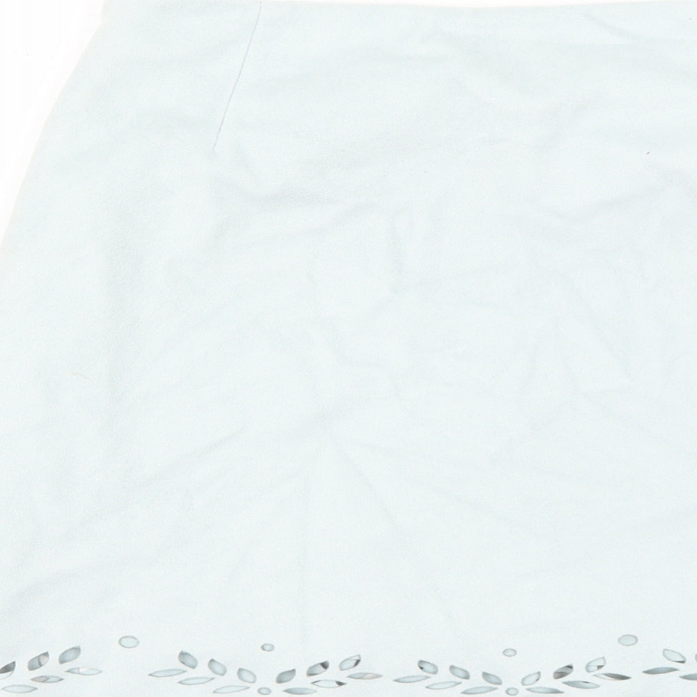 Primark Womens Blue Floral Polyester A-Line Skirt Size 8 Zip