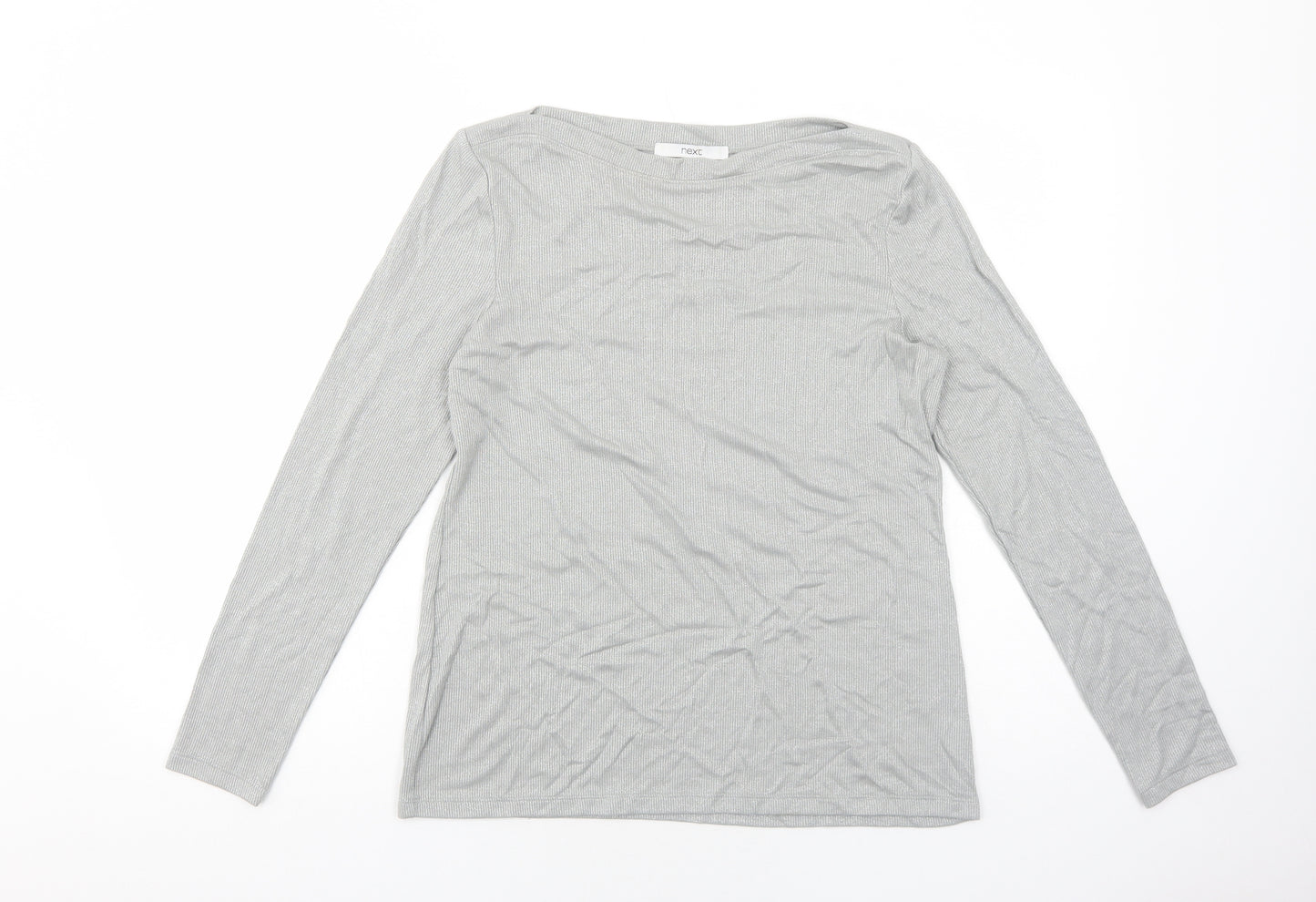 NEXT Womens Grey Viscose Basic T-Shirt Size 12 Round Neck