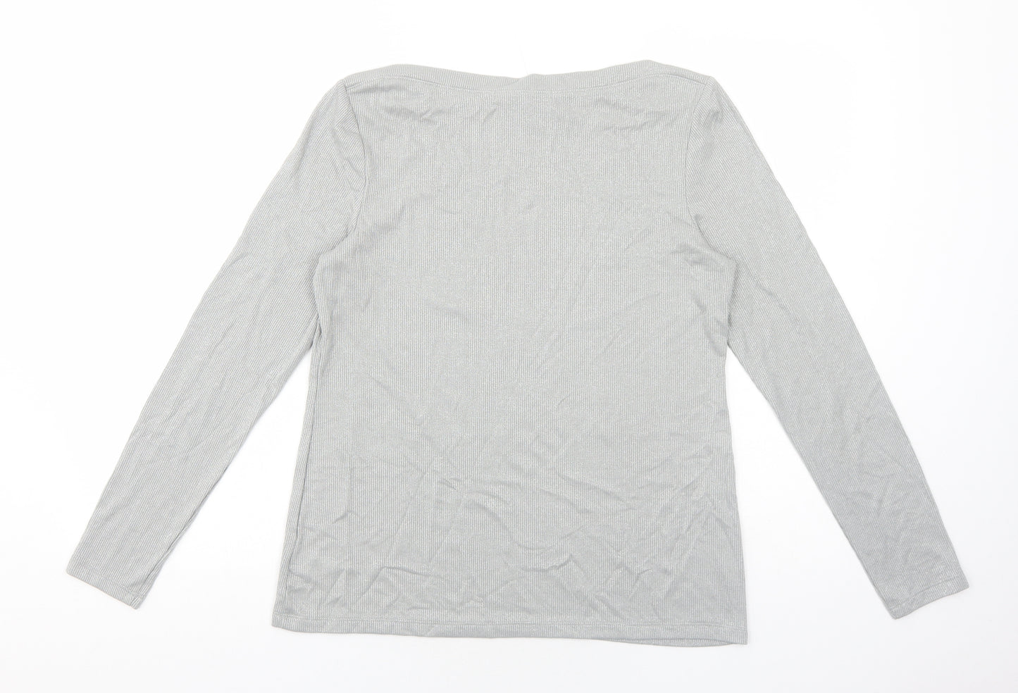 NEXT Womens Grey Viscose Basic T-Shirt Size 12 Round Neck