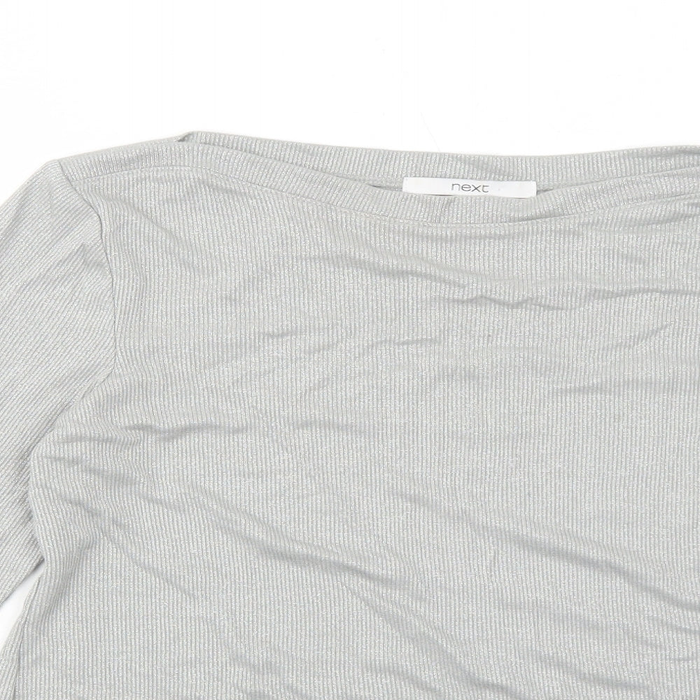 NEXT Womens Grey Viscose Basic T-Shirt Size 12 Round Neck