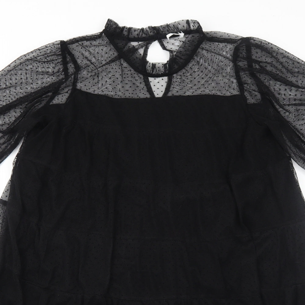 NEXT Girls Black Polyester A-Line Size 14 Years Mock Neck Pullover