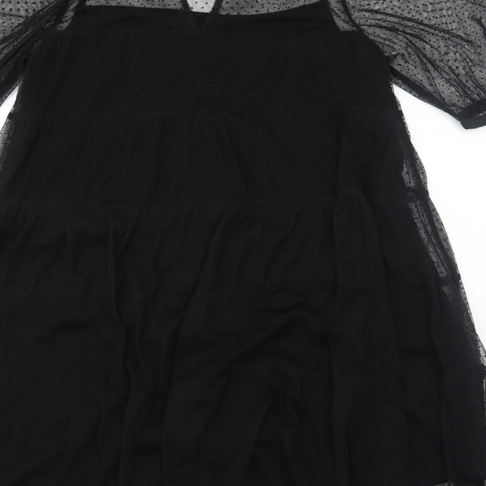NEXT Girls Black Polyester A-Line Size 14 Years Mock Neck Pullover