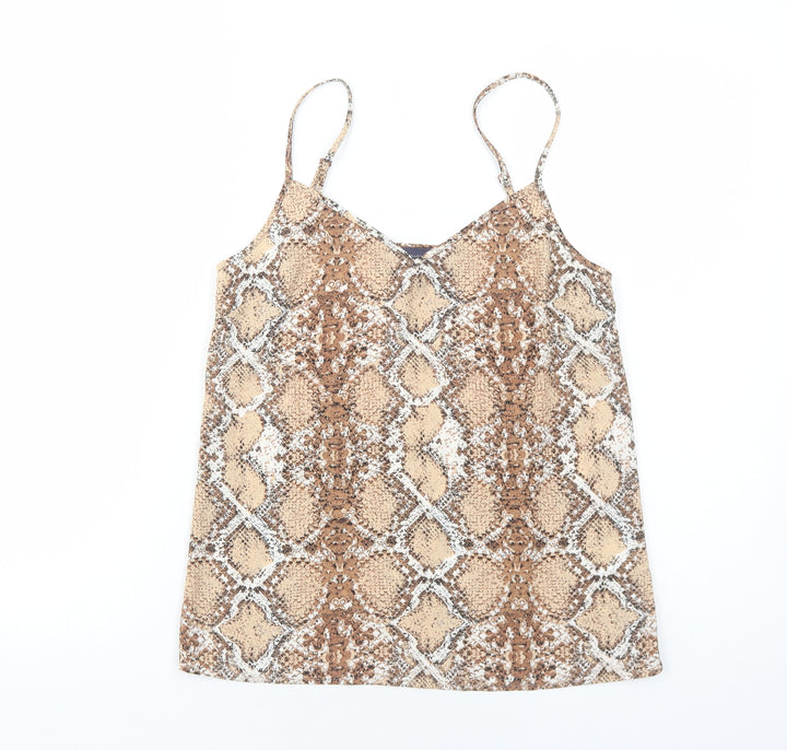 Marks and Spencer Womens Brown Animal Print Polyester Camisole Tank Size 6 V-Neck - Snake Skin Print