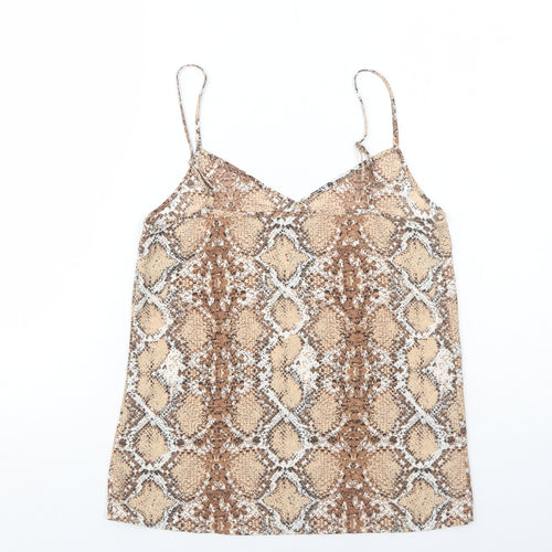 Marks and Spencer Womens Brown Animal Print Polyester Camisole Tank Size 6 V-Neck - Snake Skin Print