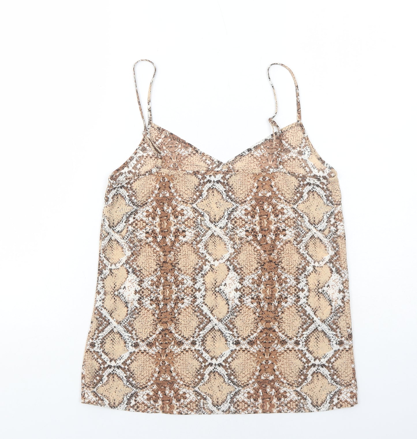 Marks and Spencer Womens Brown Animal Print Polyester Camisole Tank Size 6 V-Neck - Snake Skin Print